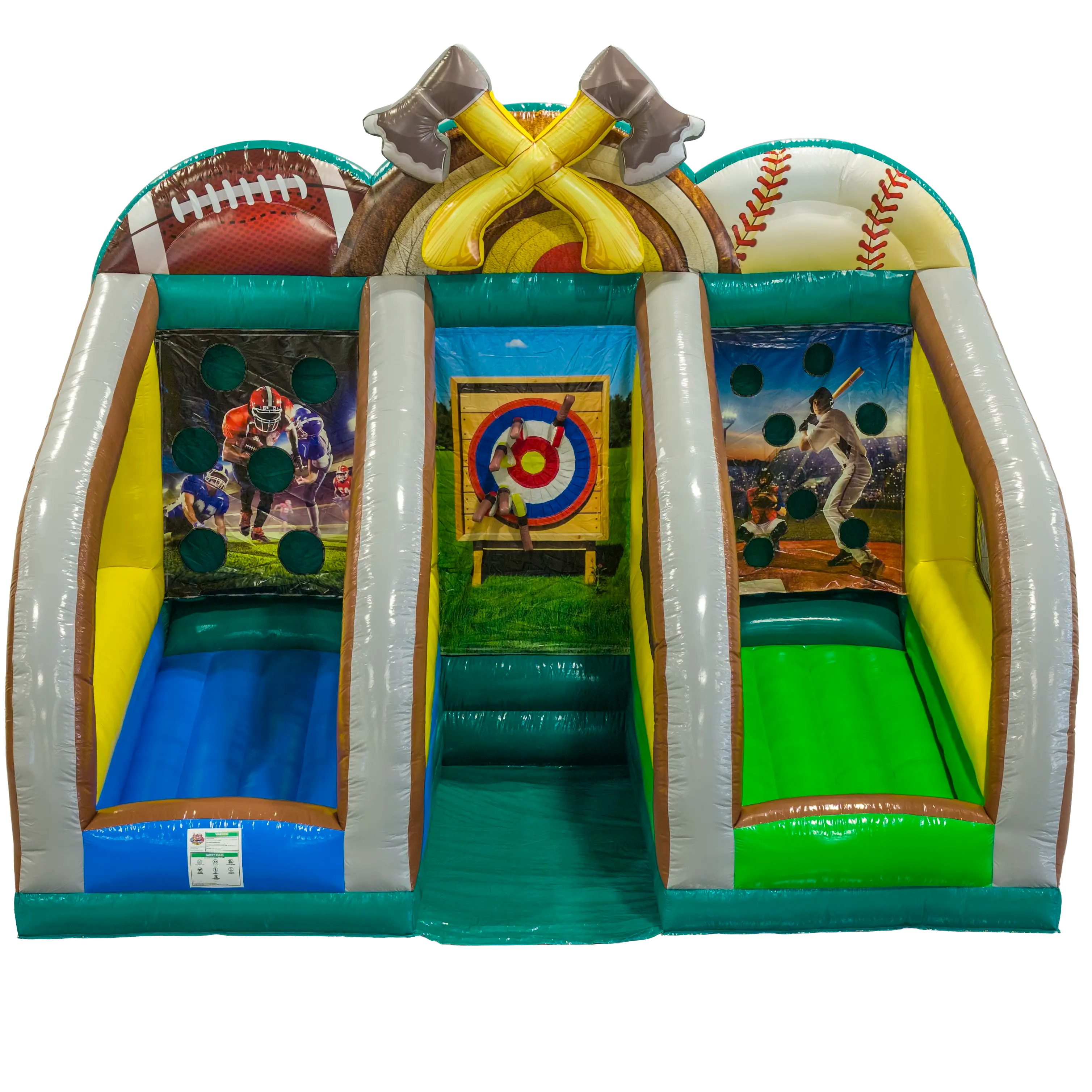 Triple Play Challenge Inflatable Football Axe Throw Baseball Game