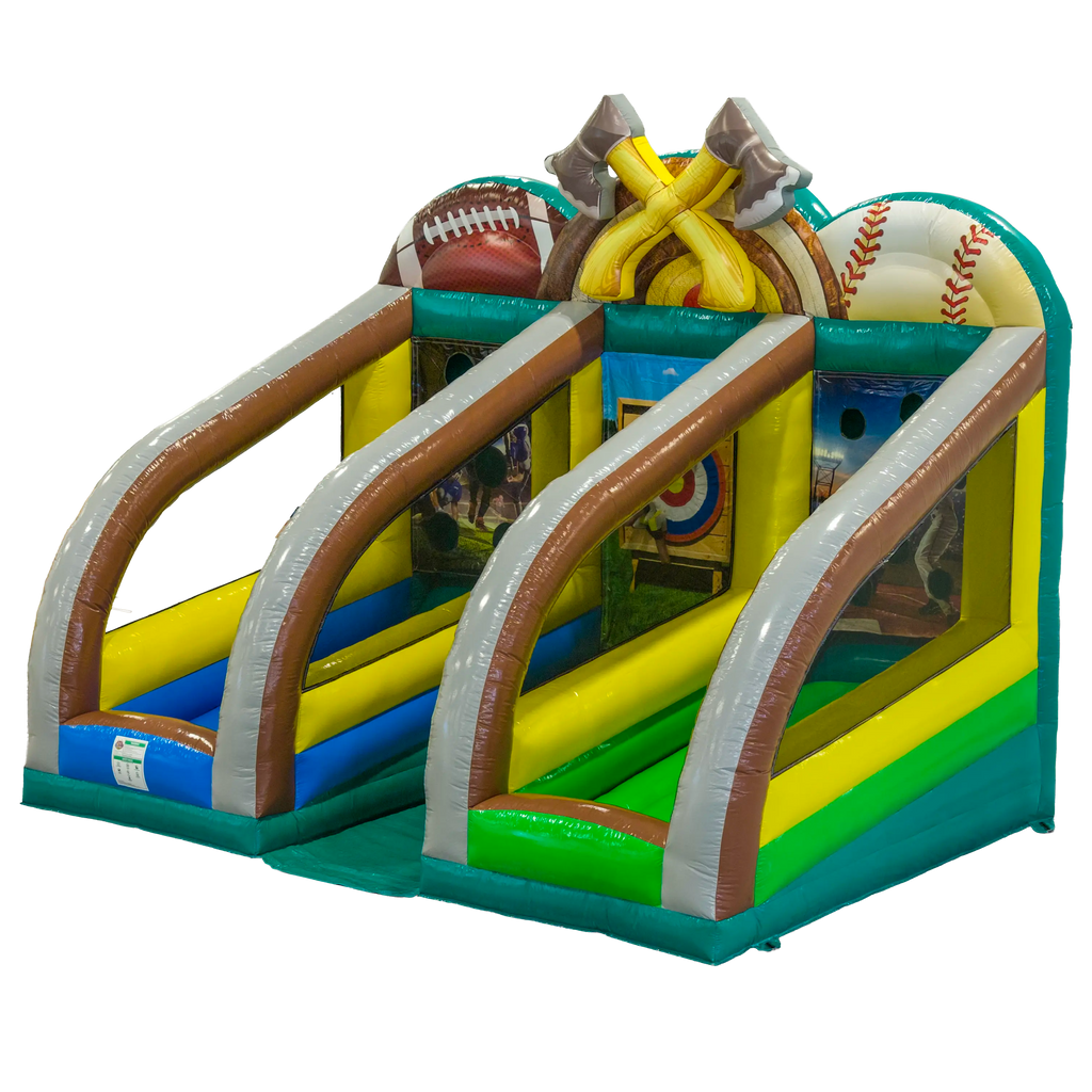 Triple Play Challenge Inflatable Football Axe Throw Baseball Game