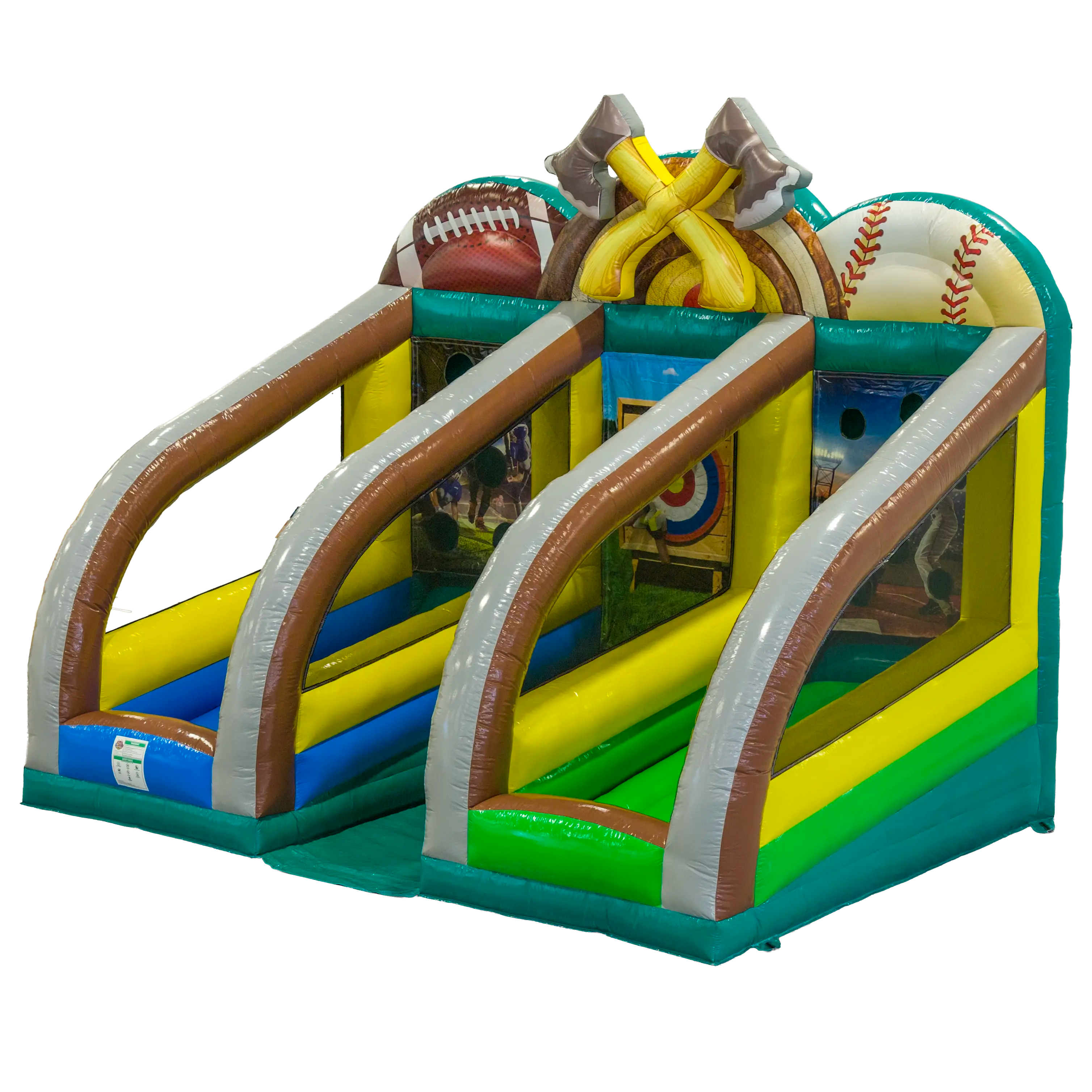 Triple Play Challenge Inflatable Football Axe Throw Baseball Game