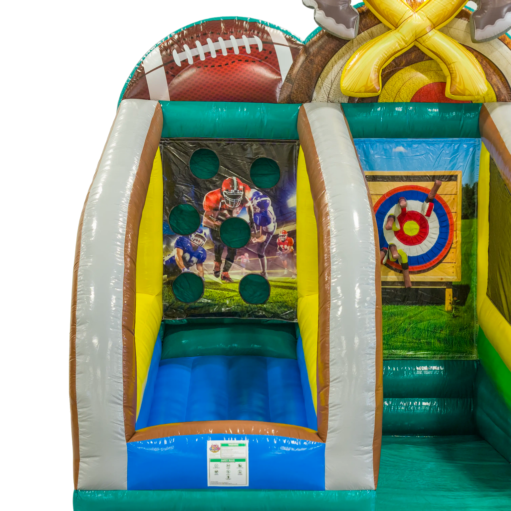 Triple Play Challenge Inflatable Football Axe Throw Baseball Game
