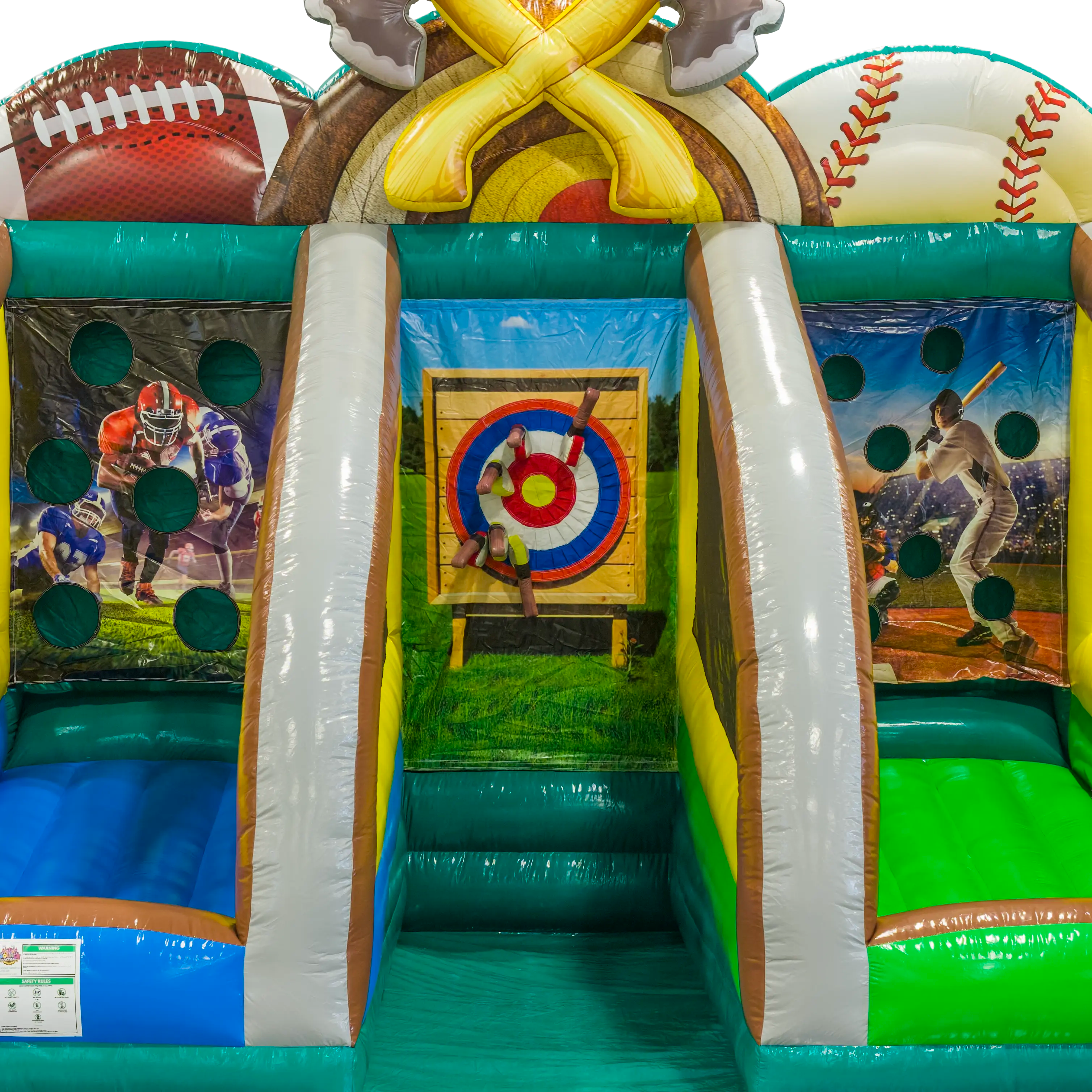 Triple Play Challenge Inflatable Football Axe Throw Baseball Game