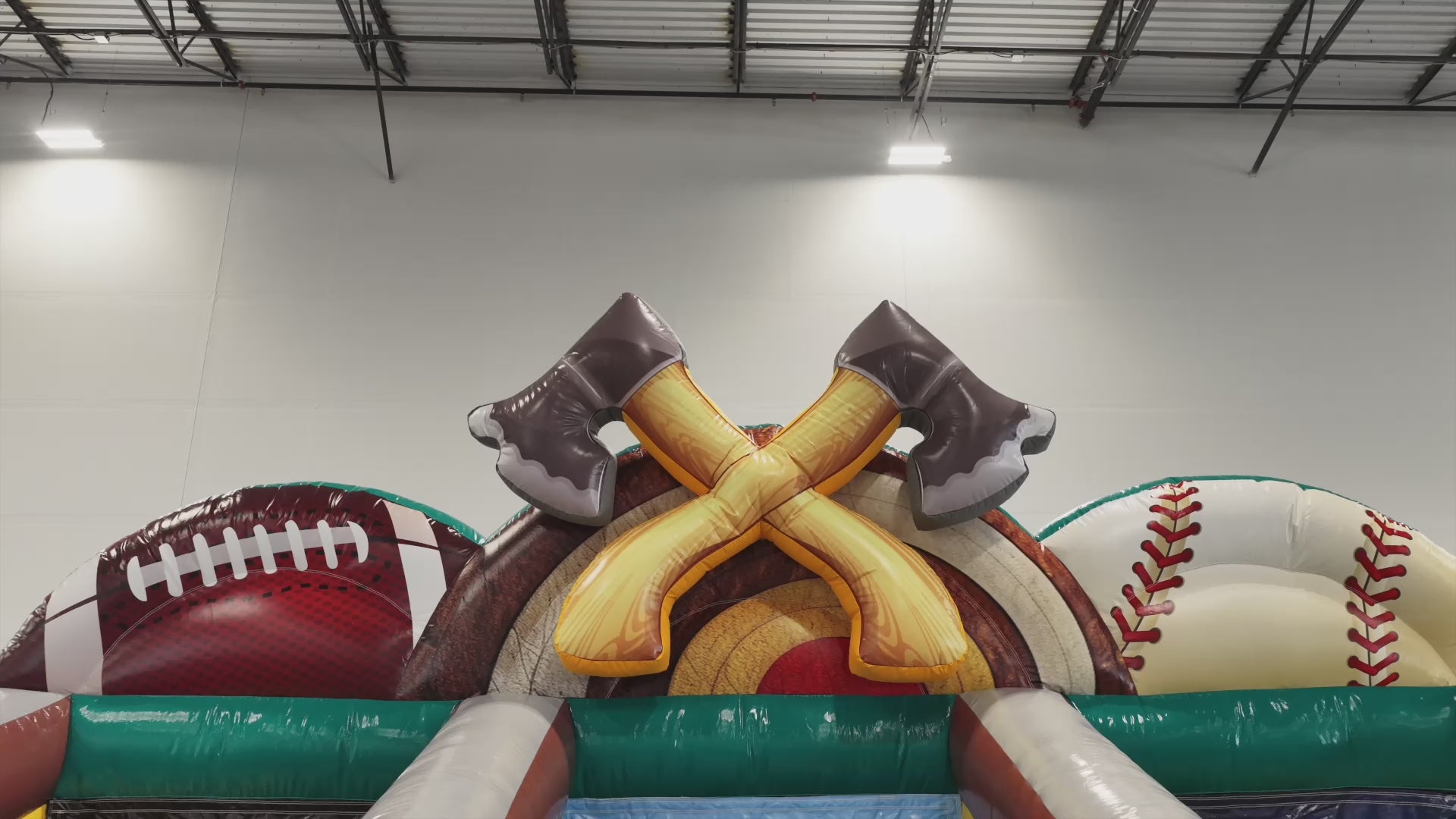 Triple Play Challenge Inflatable Football Axe Throw Baseball Game